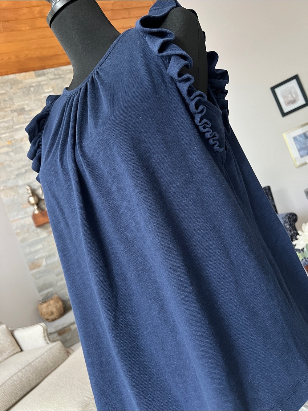 LOFT Navy Blue Ruffle Tank - Picture 5 of 9
